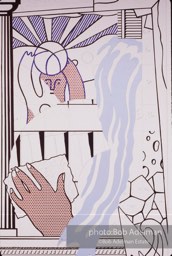 From Mural with Blue Brushstroke. New York City, 1985-86photo©Bob Adelman estate. Artwork©Estate of Roy Lichtenstein.