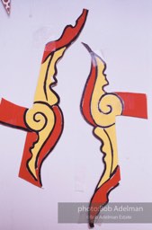 From Mural with Blue Brushstroke. New York City, 1985-86photo©Bob Adelman estate. Artwork©Estate of Roy Lichtenstein.