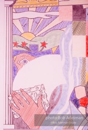 From Mural with Blue Brushstroke. New York City, 1985-86photo©Bob Adelman estate. Artwork©Estate of Roy Lichtenstein.