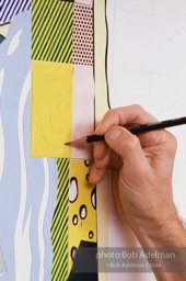 From Mural with Blue Brushstroke. New York City, 1985-86photo©Bob Adelman estate. Artwork©Estate of Roy Lichtenstein.