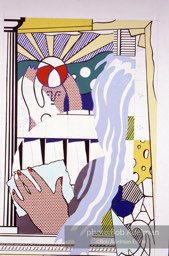 From Mural with Blue Brushstroke. New York City, 1985-86photo©Bob Adelman estate. Artwork©Estate of Roy Lichtenstein.
