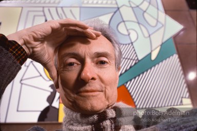 From Mural with Blue Brushstroke. New York City, 1985-86photo©Bob Adelman estate. Artwork©Estate of Roy Lichtenstein.