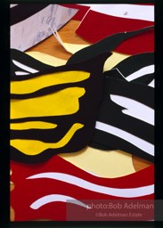 From Mural with Blue Brushstroke. New York City, 1985-86photo©Bob Adelman estate. Artwork©Estate of Roy Lichtenstein.