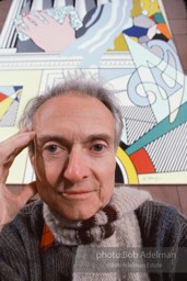 From Mural with Blue Brushstroke. New York City, 1985-86photo©Bob Adelman estate. Artwork©Estate of Roy Lichtenstein.