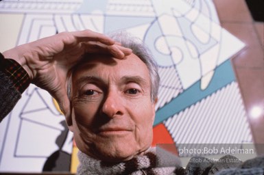 From Mural with Blue Brushstroke. New York City, 1985-86photo©Bob Adelman estate. Artwork©Estate of Roy Lichtenstein.