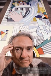From Mural with Blue Brushstroke. New York City, 1985-86photo©Bob Adelman estate. Artwork©Estate of Roy Lichtenstein.