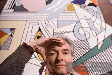 From Mural with Blue Brushstroke. New York City, 1985-86photo©Bob Adelman estate. Artwork©Estate of Roy Lichtenstein.