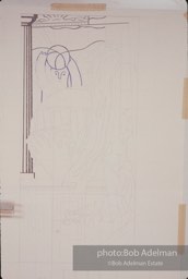 From Mural with Blue Brushstroke. New York City, 1985-86photo©Bob Adelman estate. Artwork©Estate of Roy Lichtenstein.