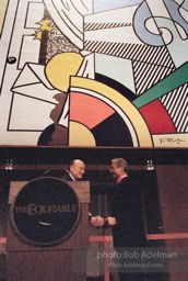 From Mural with Blue Brushstroke. New York City, 1985-86photo©Bob Adelman estate. Artwork©Estate of Roy Lichtenstein.