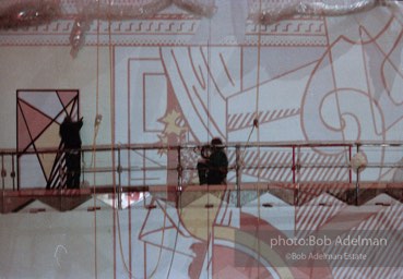 From Mural with Blue Brushstroke. New York City, 1985-86photo©Bob Adelman estate. Artwork©Estate of Roy Lichtenstein.