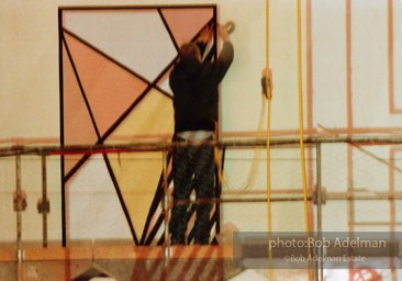 From Mural with Blue Brushstroke. New York City, 1985-86photo©Bob Adelman estate. Artwork©Estate of Roy Lichtenstein.
