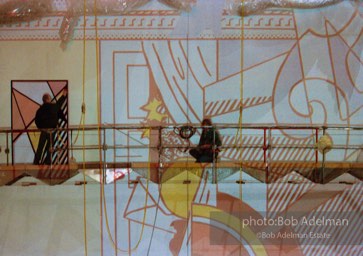 From Mural with Blue Brushstroke. New York City, 1985-86photo©Bob Adelman estate. Artwork©Estate of Roy Lichtenstein.