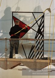 From Mural with Blue Brushstroke. New York City, 1985-86photo©Bob Adelman estate. Artwork©Estate of Roy Lichtenstein.