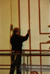 From Mural with Blue Brushstroke. New York City, 1985-86photo©Bob Adelman estate. Artwork©Estate of Roy Lichtenstein.
