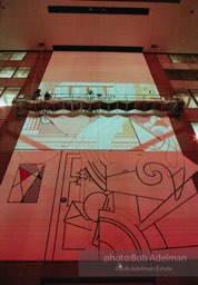 From Mural with Blue Brushstroke. New York City, 1985-86photo©Bob Adelman estate. Artwork©Estate of Roy Lichtenstein.