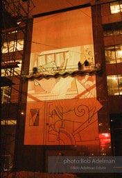 From Mural with Blue Brushstroke. New York City, 1985-86photo©Bob Adelman estate. Artwork©Estate of Roy Lichtenstein.