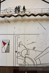 From Mural with Blue Brushstroke. New York City, 1985-86photo©Bob Adelman estate. Artwork©Estate of Roy Lichtenstein.