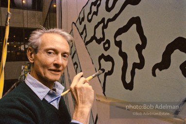 From Mural with Blue Brushstroke. New York City, 1985-86photo©Bob Adelman estate. Artwork©Estate of Roy Lichtenstein.