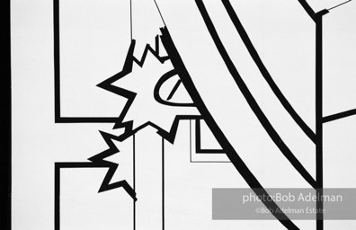 From Mural with Blue Brushstroke. New York City, 1985-86photo©Bob Adelman estate. Artwork©Estate of Roy Lichtenstein.