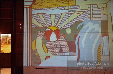 From Mural with Blue Brushstroke. New York City, 1985-86photo©Bob Adelman estate. Artwork©Estate of Roy Lichtenstein.