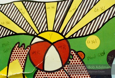 From Mural with Blue Brushstroke. New York City, 1985-86photo©Bob Adelman estate. Artwork©Estate of Roy Lichtenstein.