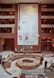 From Mural with Blue Brushstroke. New York City, 1985-86photo©Bob Adelman estate. Artwork©Estate of Roy Lichtenstein.
