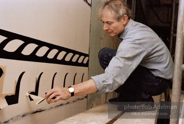 From Mural with Blue Brushstroke. New York City, 1985-86photo©Bob Adelman estate. Artwork©Estate of Roy Lichtenstein.