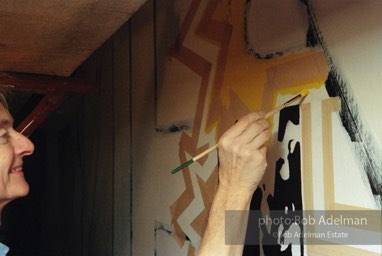 From Mural with Blue Brushstroke. New York City, 1985-86photo©Bob Adelman estate. Artwork©Estate of Roy Lichtenstein.