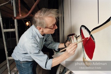 From Mural with Blue Brushstroke. New York City, 1985-86photo©Bob Adelman estate. Artwork©Estate of Roy Lichtenstein.