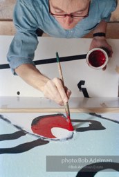 From Mural with Blue Brushstroke. New York City, 1985-86photo©Bob Adelman estate. Artwork©Estate of Roy Lichtenstein.
