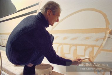 From Mural with Blue Brushstroke. New York City, 1985-86photo©Bob Adelman estate. Artwork©Estate of Roy Lichtenstein.