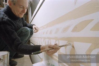 From Mural with Blue Brushstroke. New York City, 1985-86photo©Bob Adelman estate. Artwork©Estate of Roy Lichtenstein.