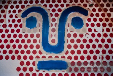 From Mural with Blue Brushstroke. New York City, 1985-86photo©Bob Adelman estate. Artwork©Estate of Roy Lichtenstein.