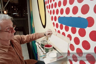 From Mural with Blue Brushstroke. New York City, 1985-86photo©Bob Adelman estate. Artwork©Estate of Roy Lichtenstein.