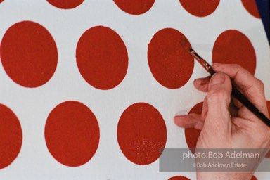 From Mural with Blue Brushstroke. New York City, 1985-86photo©Bob Adelman estate. Artwork©Estate of Roy Lichtenstein.