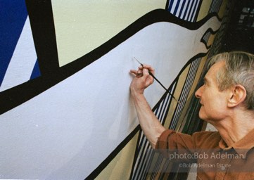 From Mural with Blue Brushstroke. New York City, 1985-86photo©Bob Adelman estate. Artwork©Estate of Roy Lichtenstein.