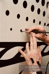 From Mural with Blue Brushstroke. New York City, 1985-86photo©Bob Adelman estate. Artwork©Estate of Roy Lichtenstein.