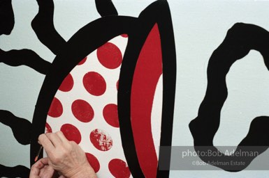 From Mural with Blue Brushstroke. New York City, 1985-86photo©Bob Adelman estate. Artwork©Estate of Roy Lichtenstein.