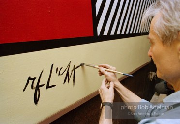 From Mural with Blue Brushstroke. New York City, 1985-86photo©Bob Adelman estate. Artwork©Estate of Roy Lichtenstein.