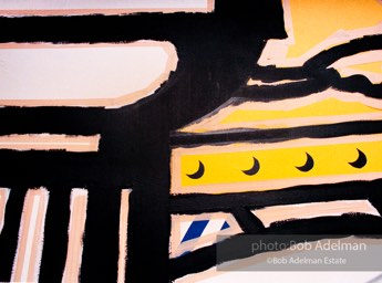 From Mural with Blue Brushstroke. New York City, 1985-86photo©Bob Adelman estate. Artwork©Estate of Roy Lichtenstein.