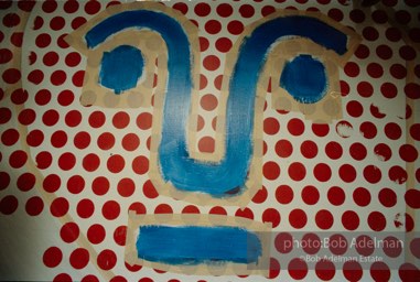 From Mural with Blue Brushstroke. New York City, 1985-86photo©Bob Adelman estate. Artwork©Estate of Roy Lichtenstein.