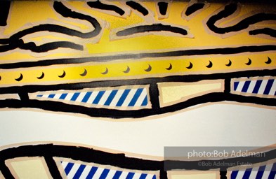 From Mural with Blue Brushstroke. New York City, 1985-86photo©Bob Adelman estate. Artwork©Estate of Roy Lichtenstein.