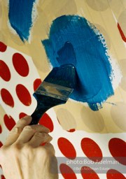 From Mural with Blue Brushstroke. New York City, 1985-86photo©Bob Adelman estate. Artwork©Estate of Roy Lichtenstein.