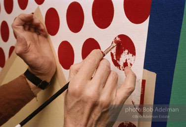 From Mural with Blue Brushstroke. New York City, 1985-86photo©Bob Adelman estate. Artwork©Estate of Roy Lichtenstein.