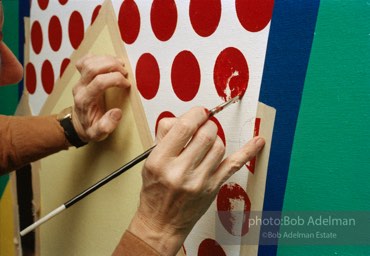 From Mural with Blue Brushstroke. New York City, 1985-86photo©Bob Adelman estate. Artwork©Estate of Roy Lichtenstein.