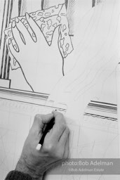 From Mural with Blue Brushstroke. New York City, 1985-86photo©Bob Adelman estate. Artwork©Estate of Roy Lichtenstein.