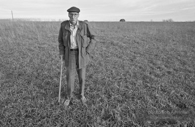 Internationally renowened author William Burroughs in a field in Lawrence, Kansas, 1987.