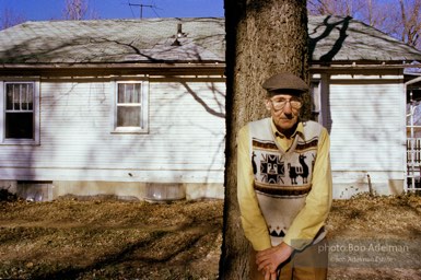 Internationally renowned BEAT writer William Burroughs poses outside his home in Lawrence, Kansas, 1987.