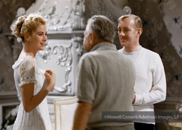 Grace Kelley with co-star Alec Guinness and director Charles Vidor on the set of The Swan. Hollywood, 1956.