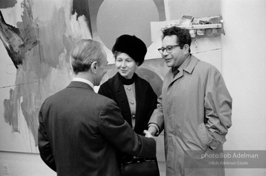 Leo CAstelli greet artist George Segal at at Jasper Johns exhibit opening. 1966